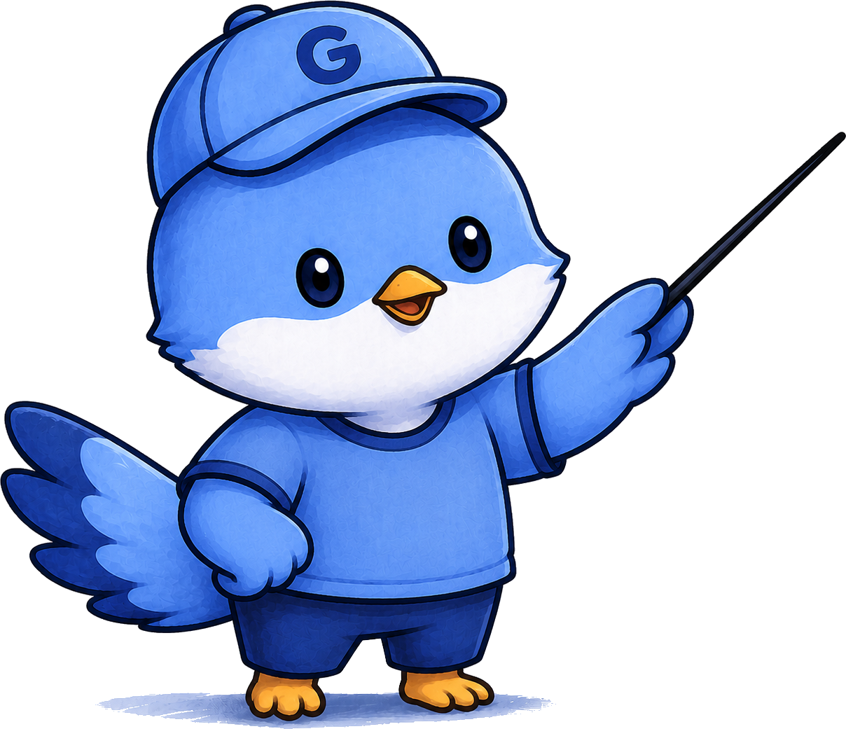 Guideway mascot pointing at an in-app tour
